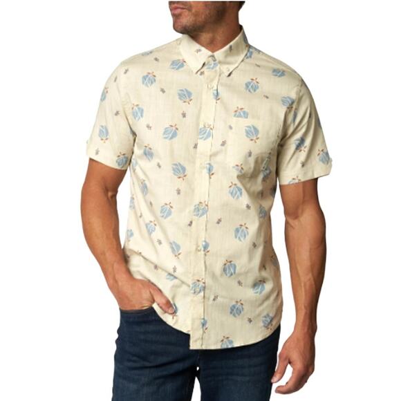 Ben Sherman Small Short Sleeve Digital Floral Print Shirt - Turtledove - Picture 1 of 4
